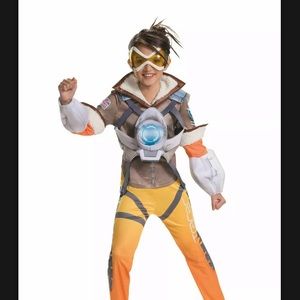 Blizzard Overwatch Tracer Deluxe Lena Oxton Girls Child Cosplay Costume L 10-12